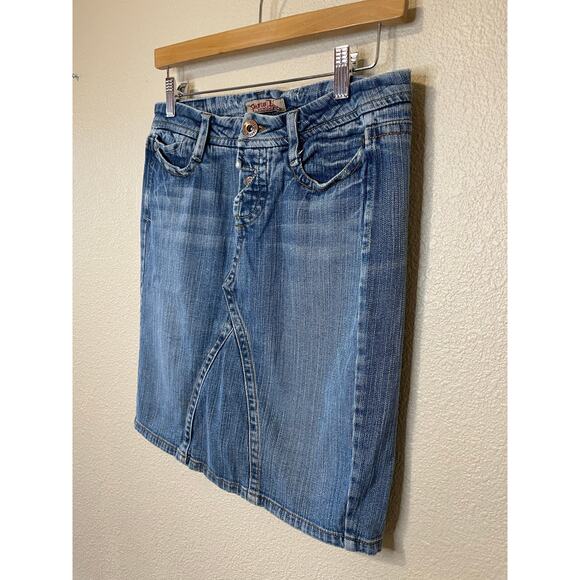 VTG Paris Blue Y2K Western Boho Style Mini Medium Wash Denim Skirt Size 7 - Picture 12 of 14